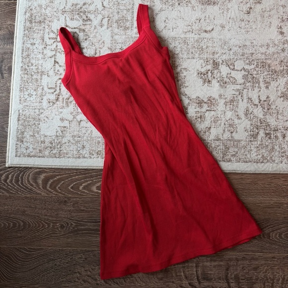 Abercrombie Bra-Free Essential 90s Rib Mini Dress in Red - Picture 4 of 6